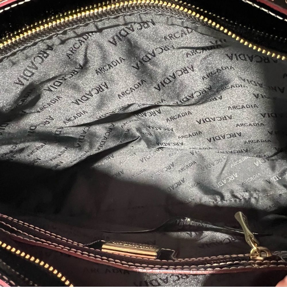 NWT Arcadia Made in Italy Black Patent‎ Leather Gold Studded Bag - Picture 10 of 15